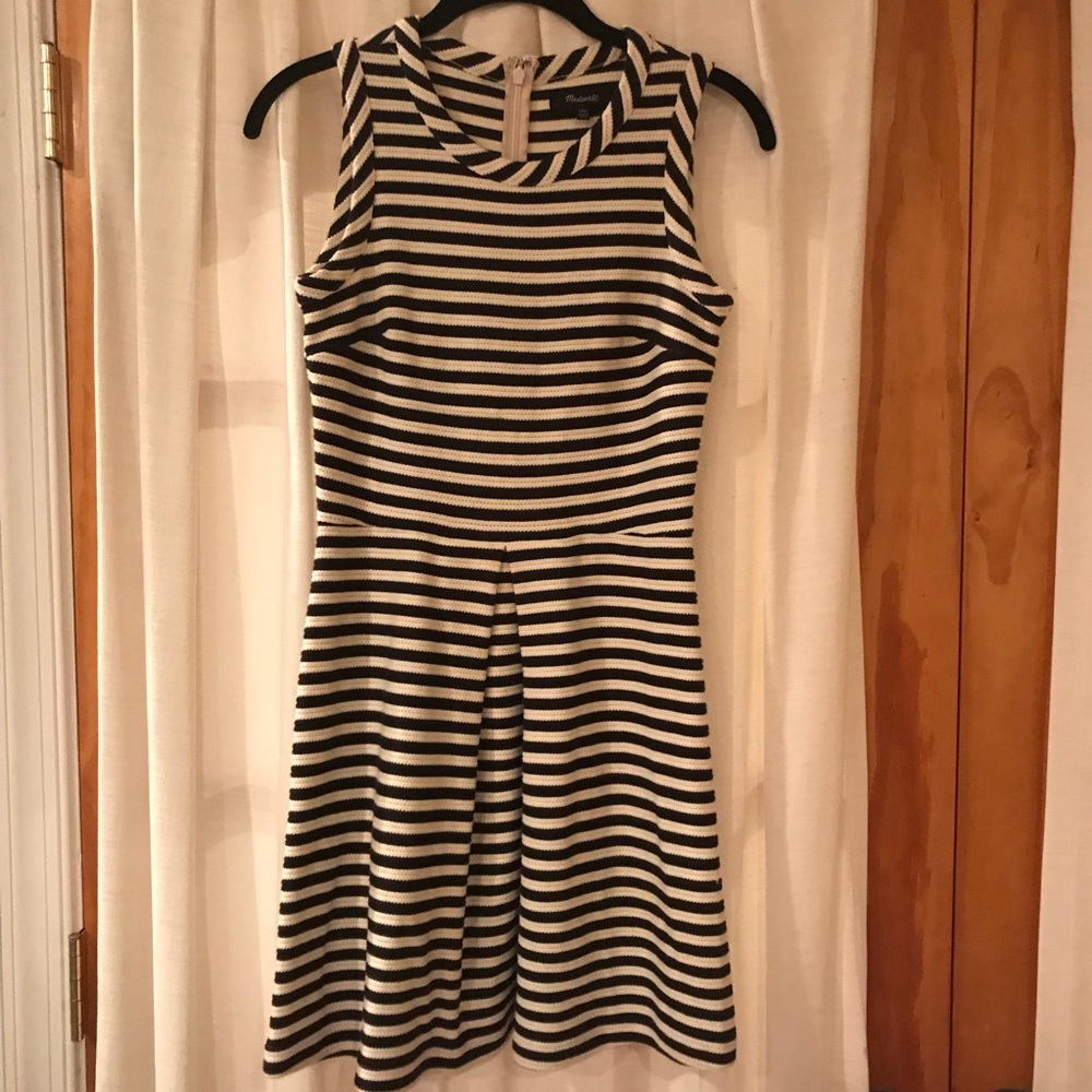 Madewell black and white striped mini dress